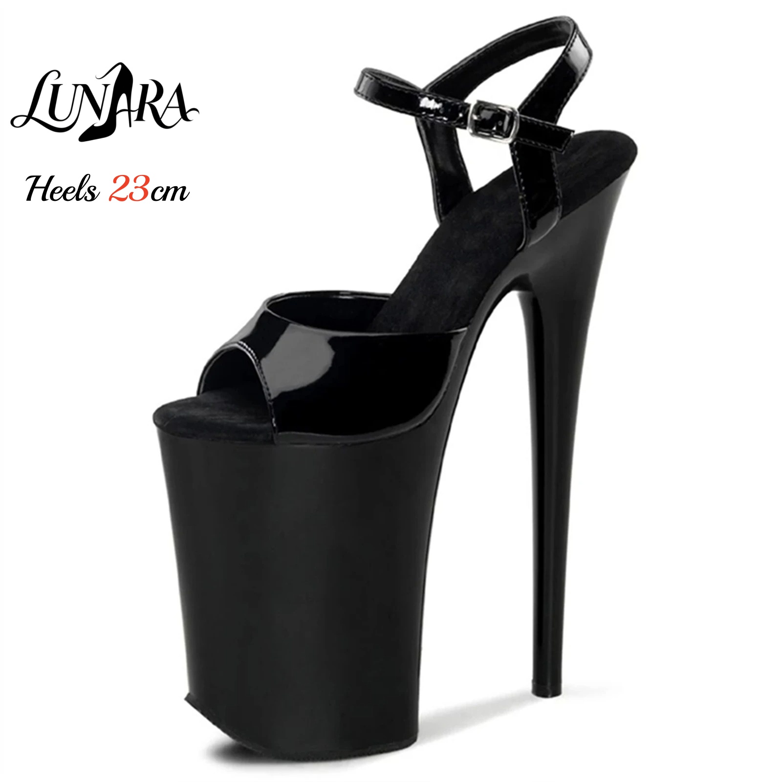 Crossfit Ladies - 23cm/9Inch Black Patent Exotic Dance Heels