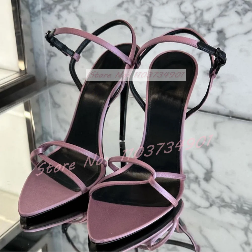 Crossfit Ladies - Cross Strap Pink Satin Sandals Women