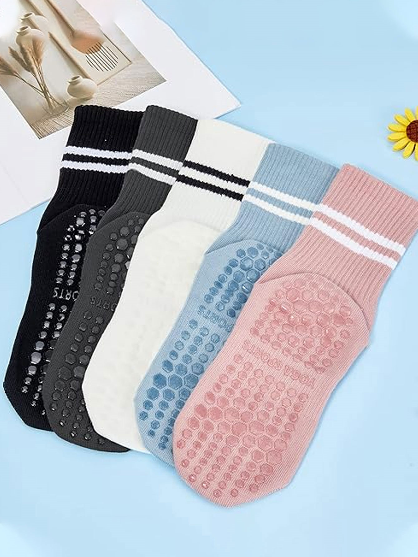 3 Pairs of Yoga Socks, Non-Sli - Crossfit Yoga 评论和价格