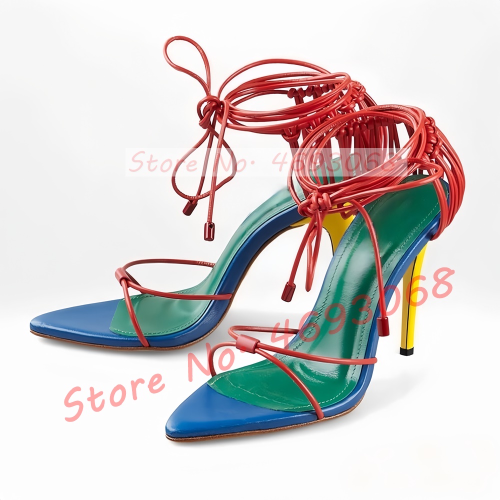 Mixed Color Caged Heel Sandals - Crossfit Ladies 评论和价格